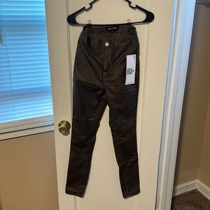 Army green pleather pants